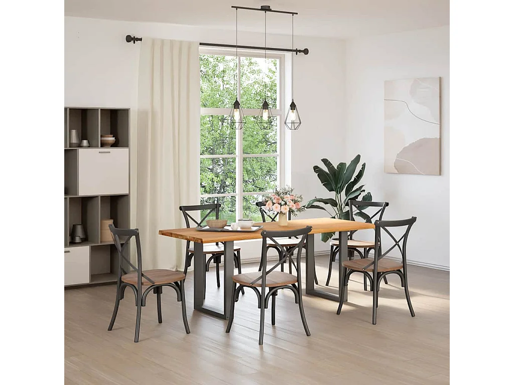 Esstisch und Naturkante aus massivem Eichenholz rechteckig