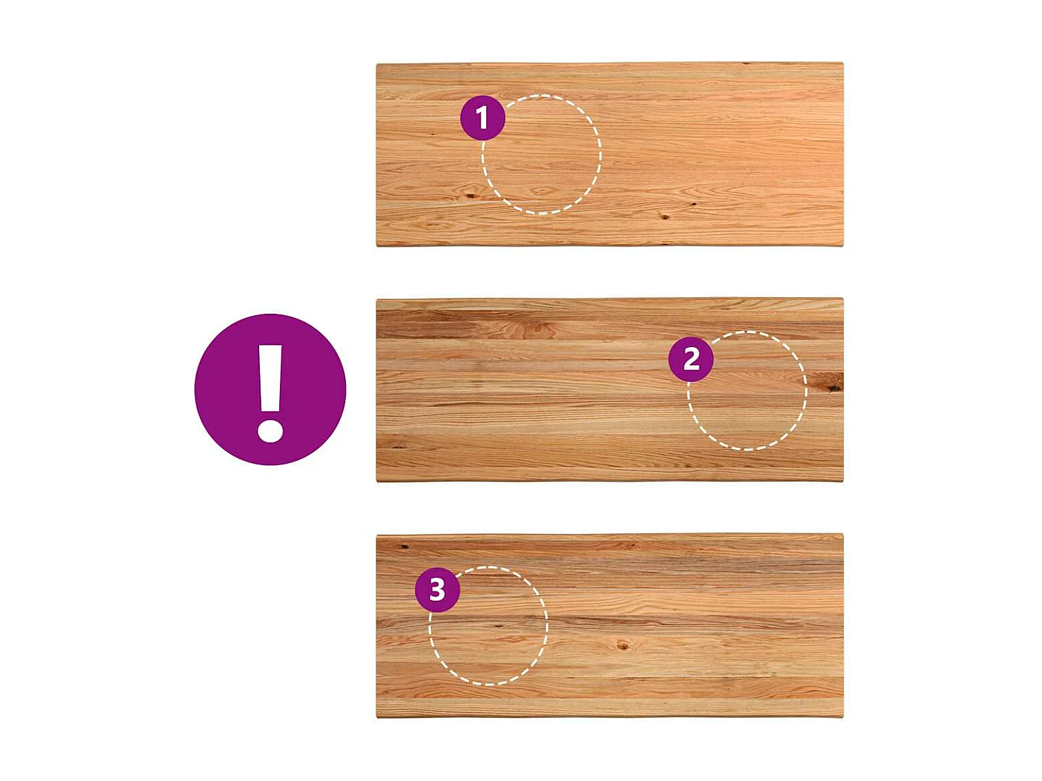 Esstisch und Naturkante aus massivem Eichenholz rechteckig