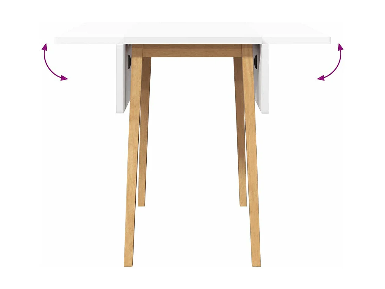 Table à manger naturel bois massif et caoutchouc