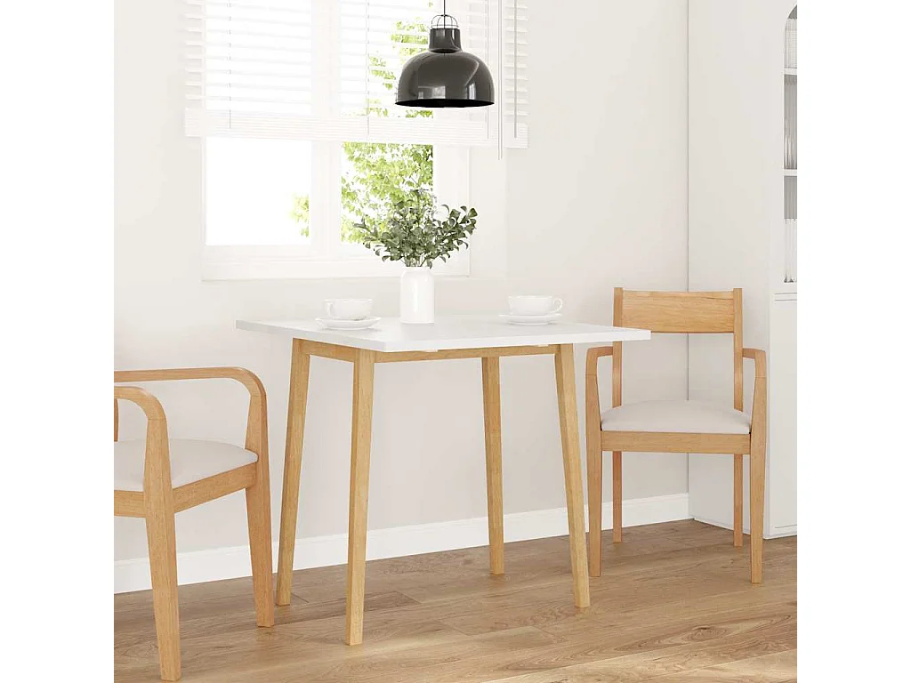 Table à manger naturel bois massif et caoutchouc