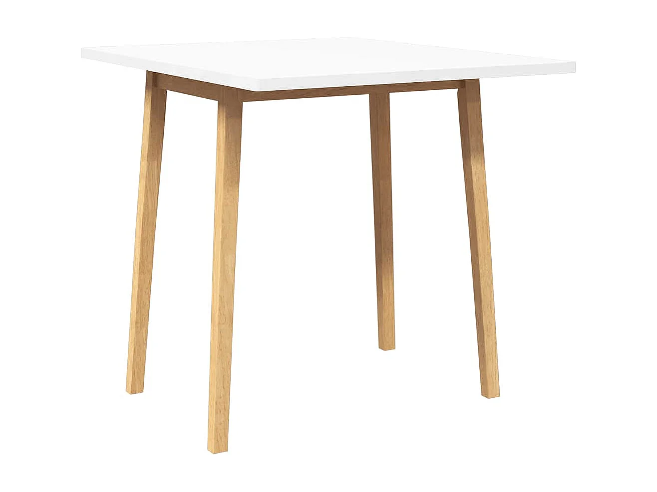 Table à manger naturel bois massif et caoutchouc