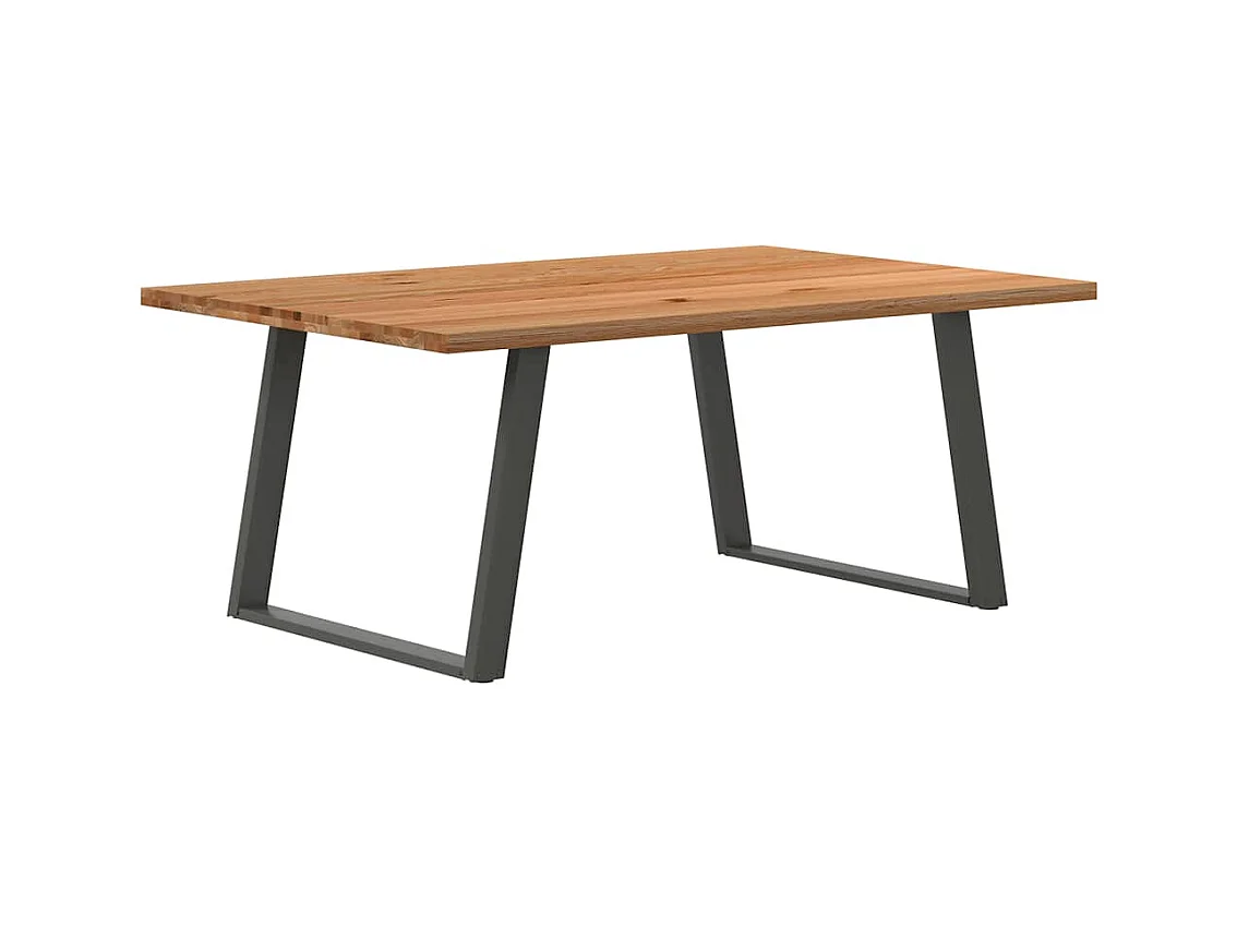 Table à manger marron clair bois de chêne massif rectangulaire