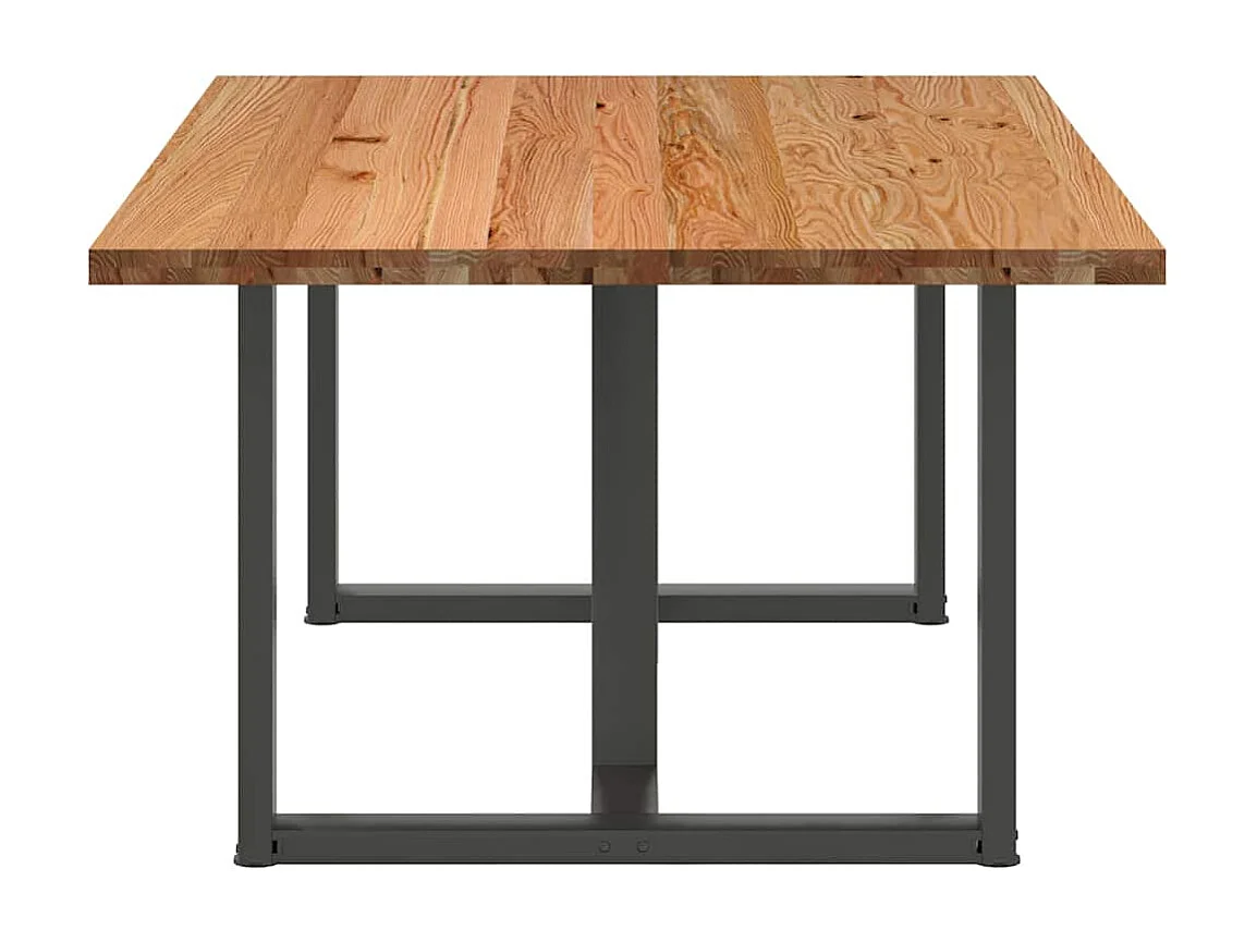 Table à manger marron clair bois de chêne massif rectangulaire