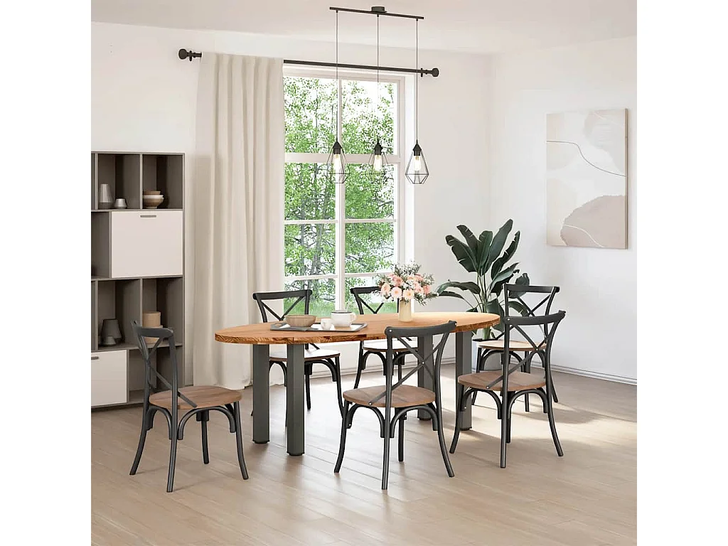 Table à manger 220x100x74 cm bois de chêne massif ovale