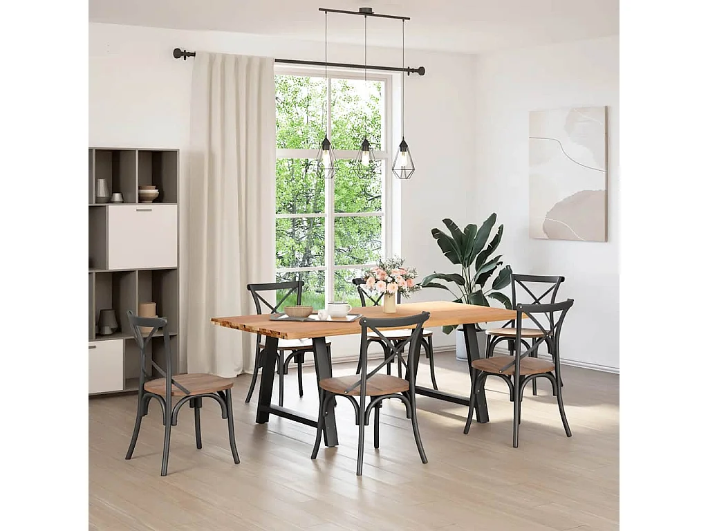 Mesa de jantar madeira maciça carvalho natural retangular