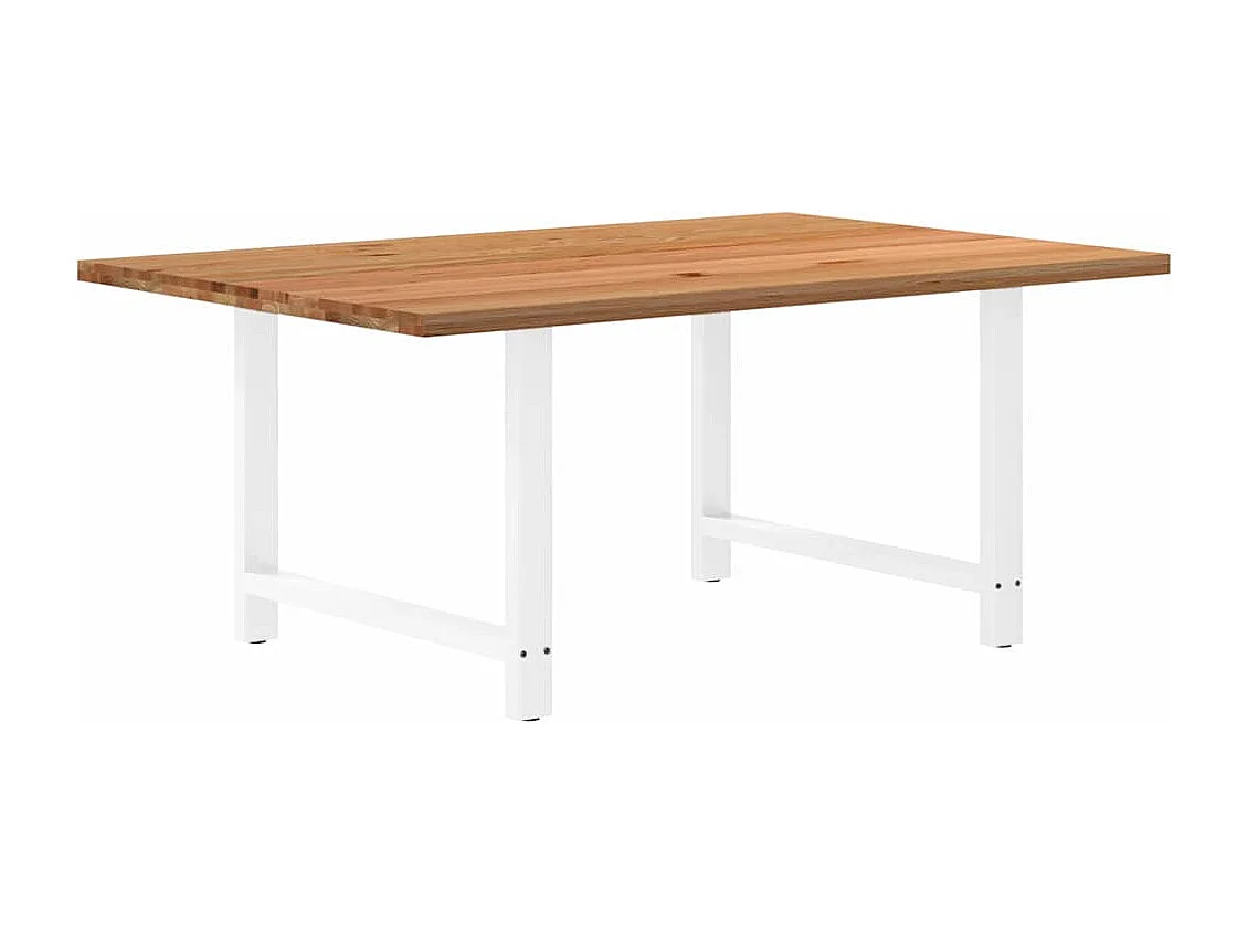 Table à manger marron clair bois de chêne massif rectangulaire