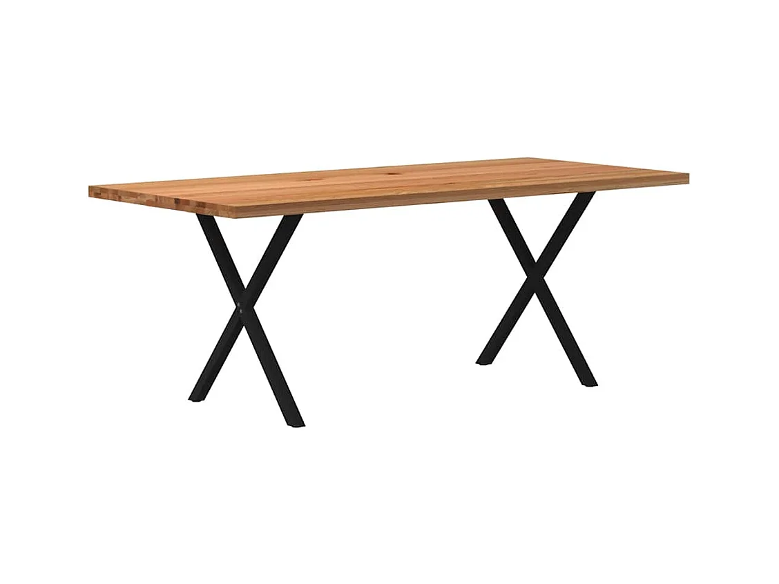 Table à manger marron clair bois de chêne massif rectangulaire