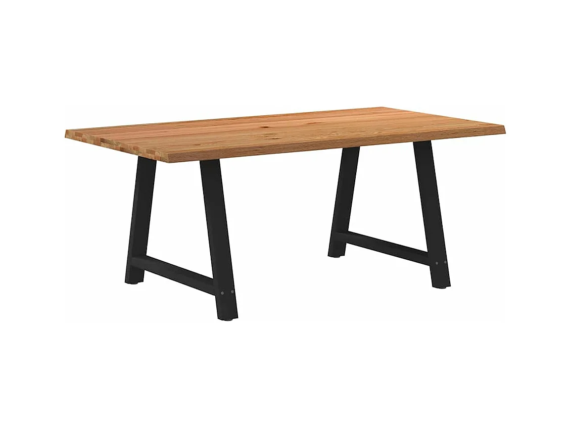 Table à manger marron clair bois de chêne massif rectangulaire