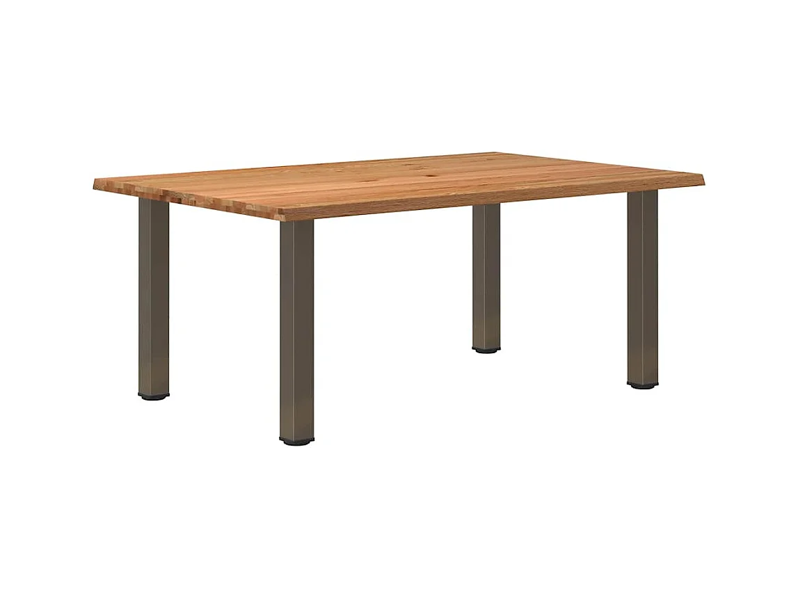 Table à manger marron clair bois de chêne massif rectangulaire