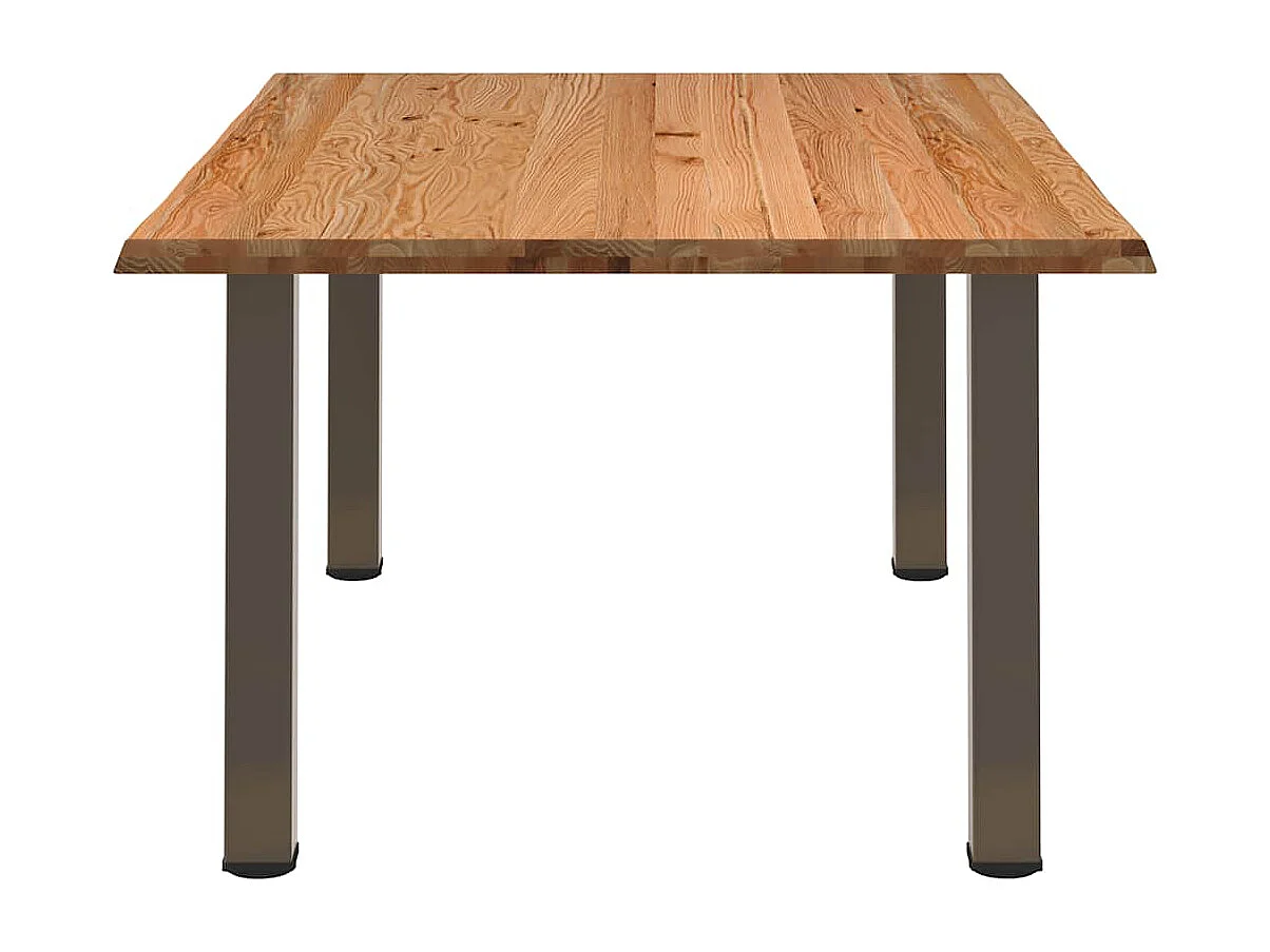 Table à manger marron clair bois de chêne massif rectangulaire