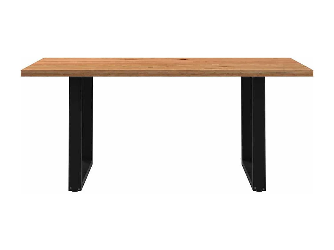 Table à manger marron clair bois de chêne massif rectangulaire