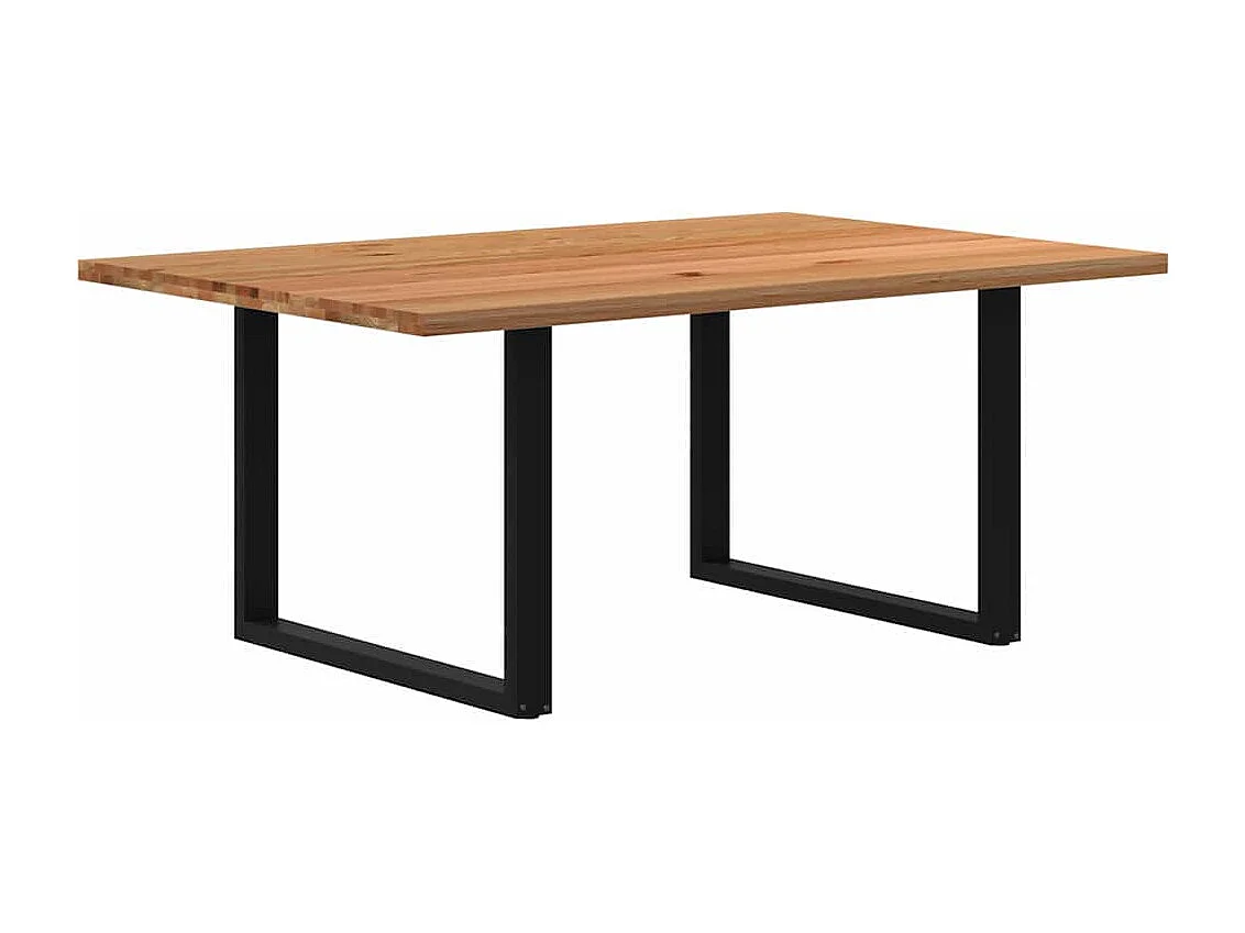 Table à manger marron clair bois de chêne massif rectangulaire