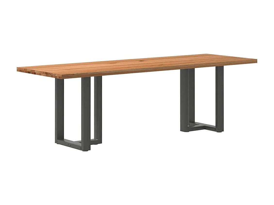 Table à manger marron clair bois de chêne massif rectangulaire