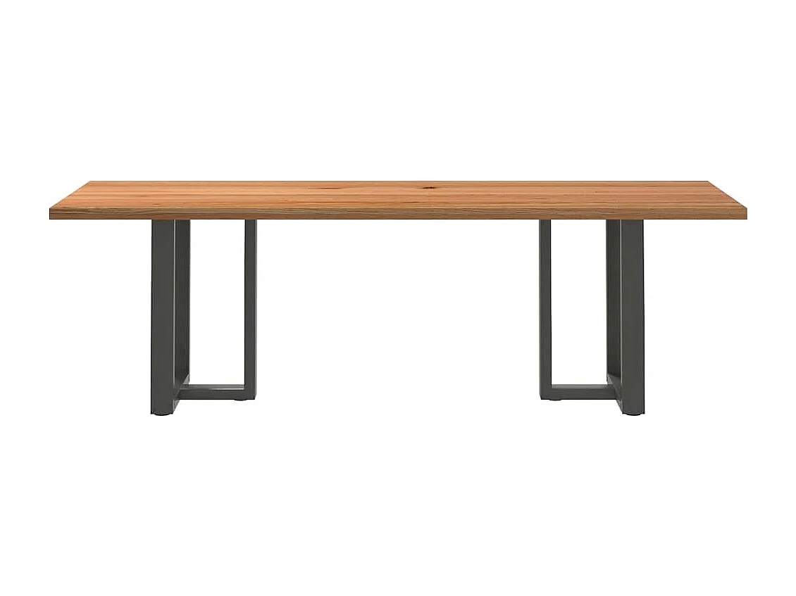 Table à manger marron clair bois de chêne massif rectangulaire