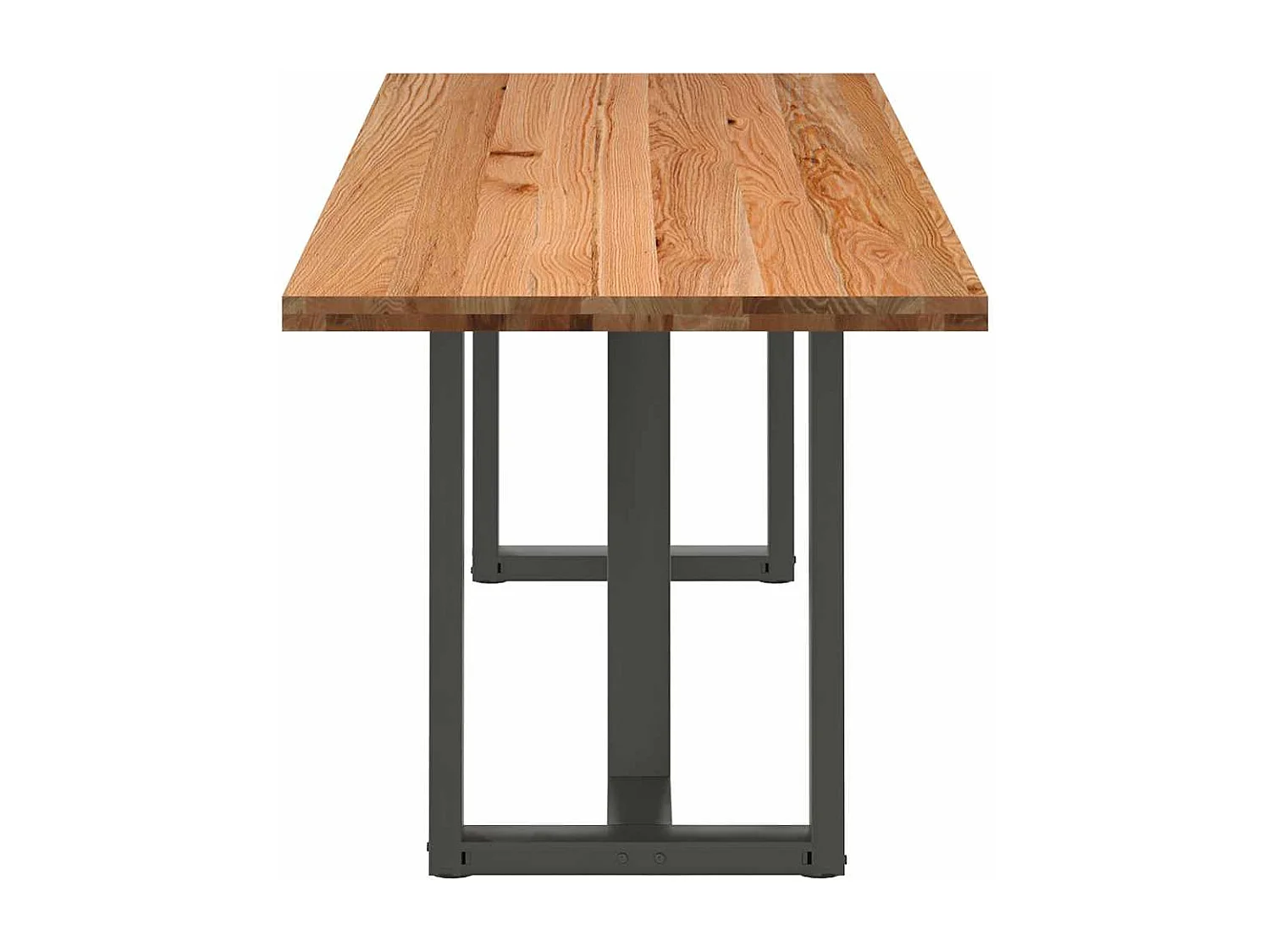 Table à manger marron clair bois de chêne massif rectangulaire