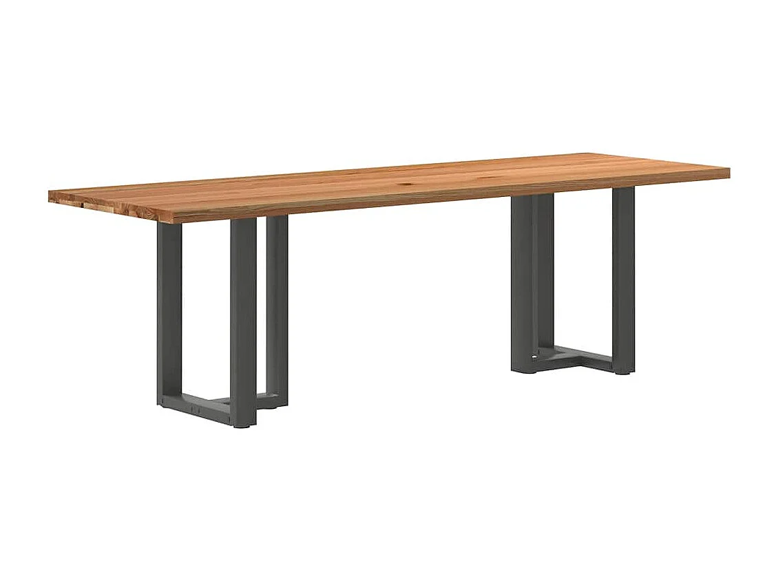 Table à manger marron clair bois de chêne massif rectangulaire