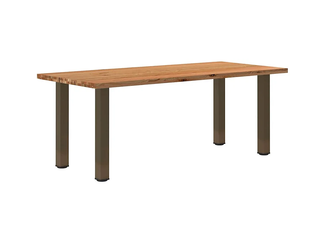 Table à manger marron clair bois de chêne massif rectangulaire