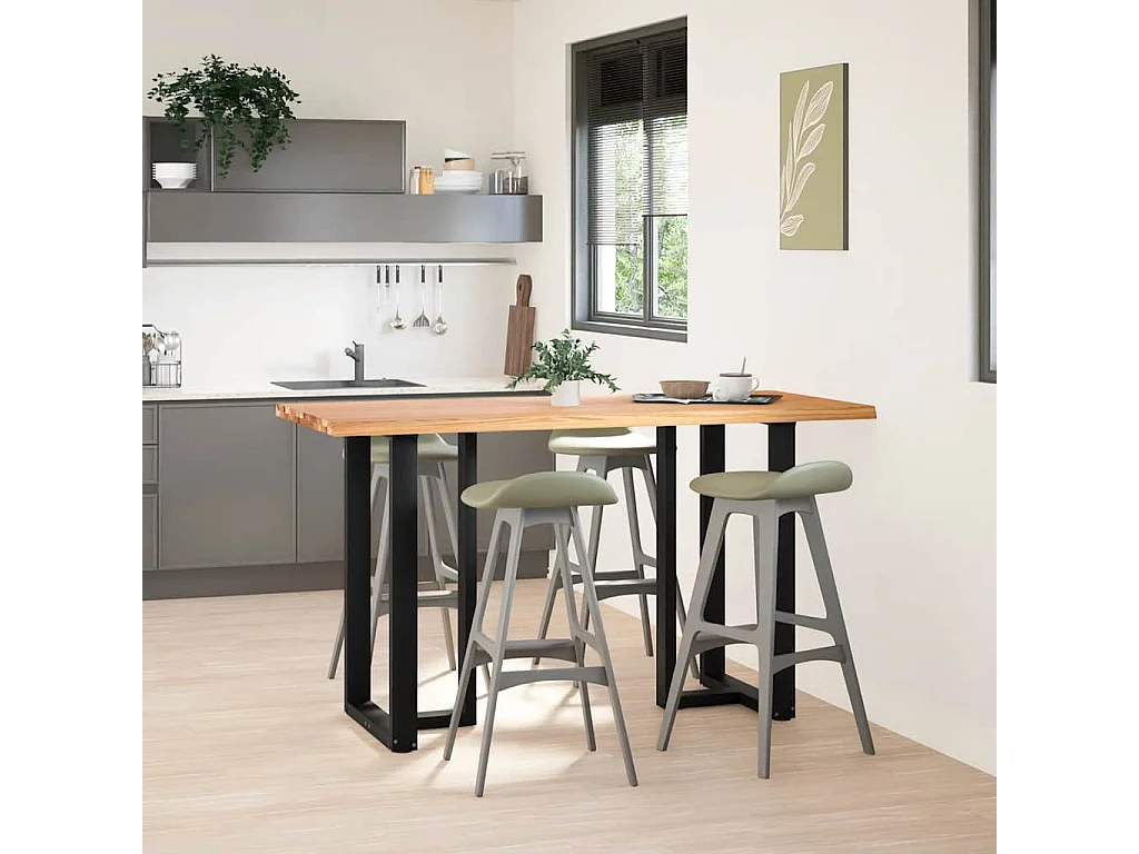 Table de bar et bord vivant bois de chêne massif rectangulaire