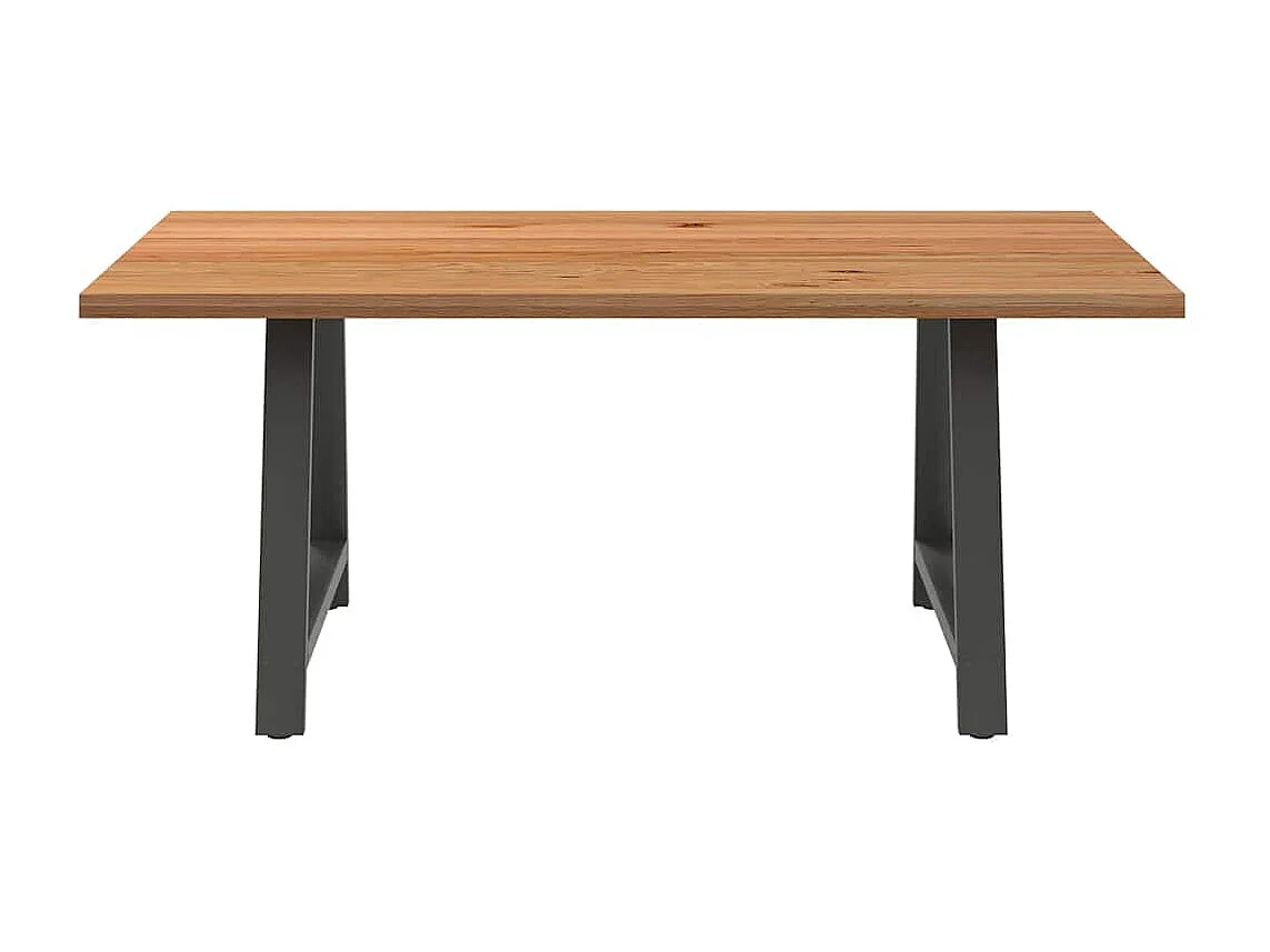 Table à manger marron clair bois de chêne massif rectangulaire