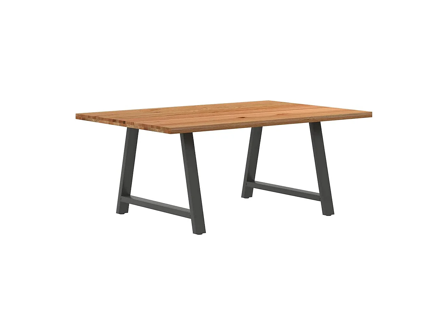 Table à manger marron clair bois de chêne massif rectangulaire