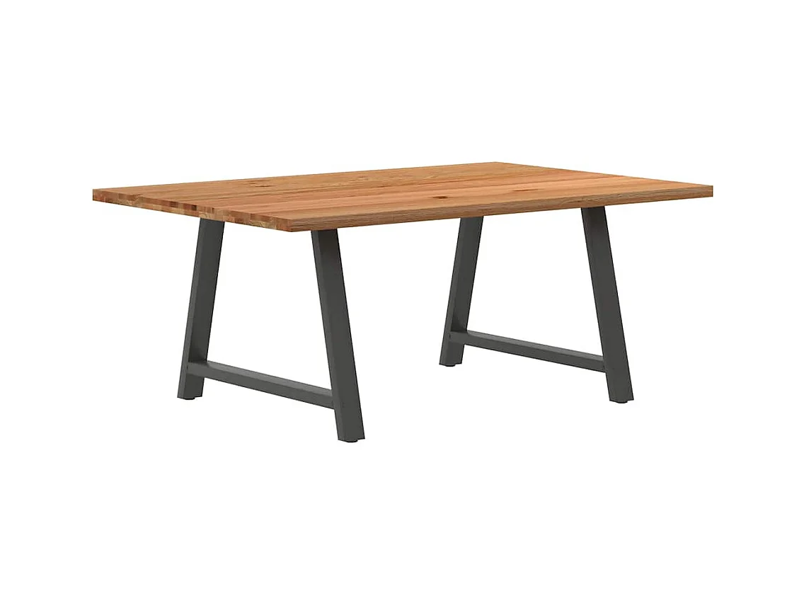 Table à manger marron clair bois de chêne massif rectangulaire