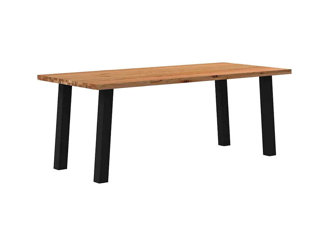 Table à manger marron clair bois de chêne massif rectangulaire