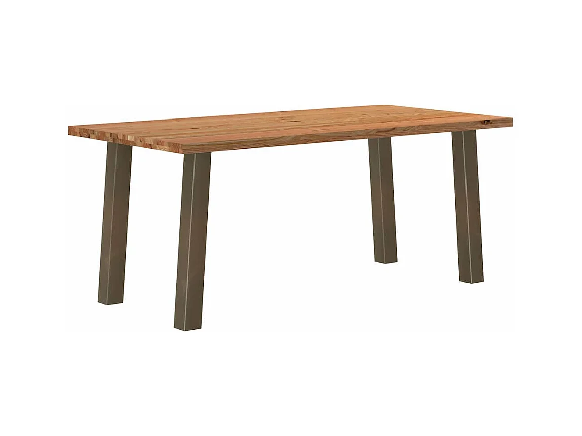 Table à manger marron clair bois de chêne massif rectangulaire