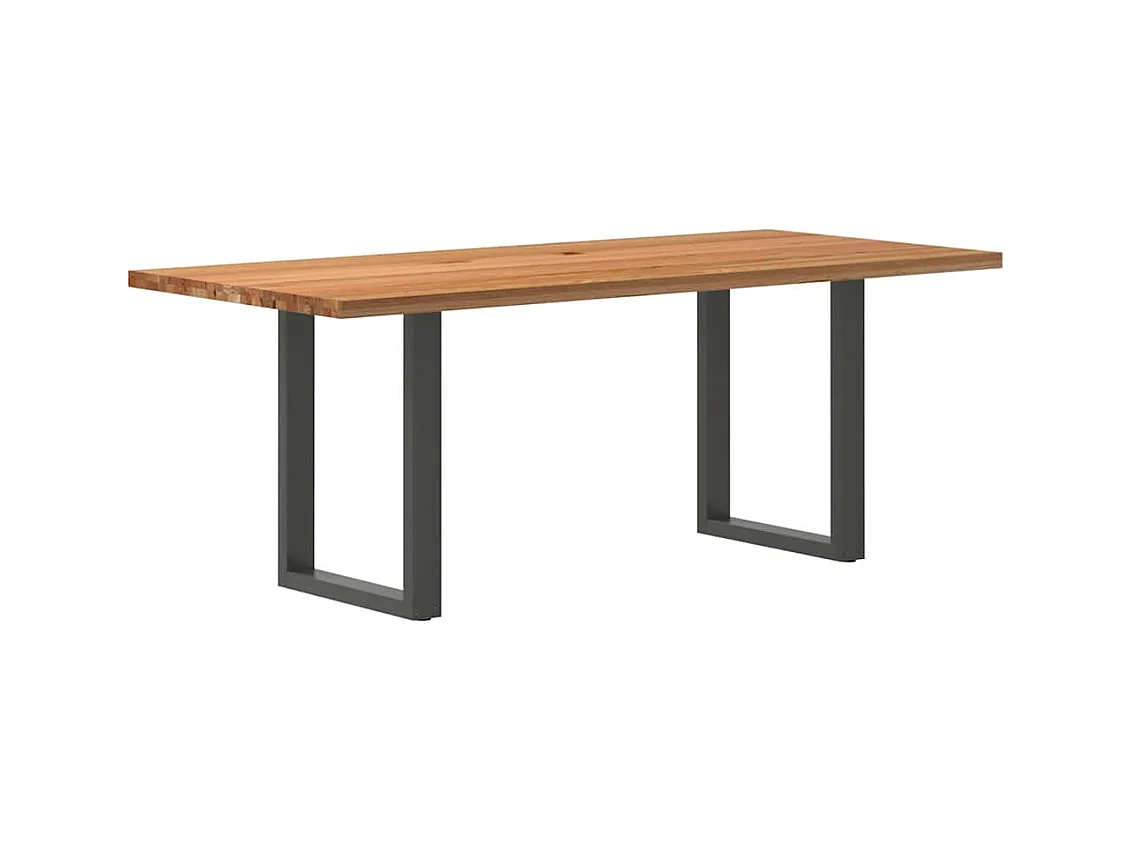 Table à manger marron clair bois de chêne massif rectangulaire