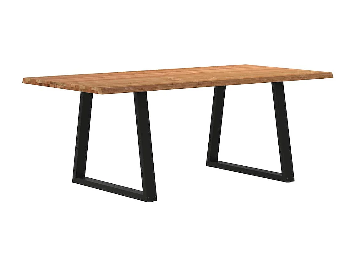 Tavolo da pranzo con bordo naturale 200x100x74cm in legno massello di rovere