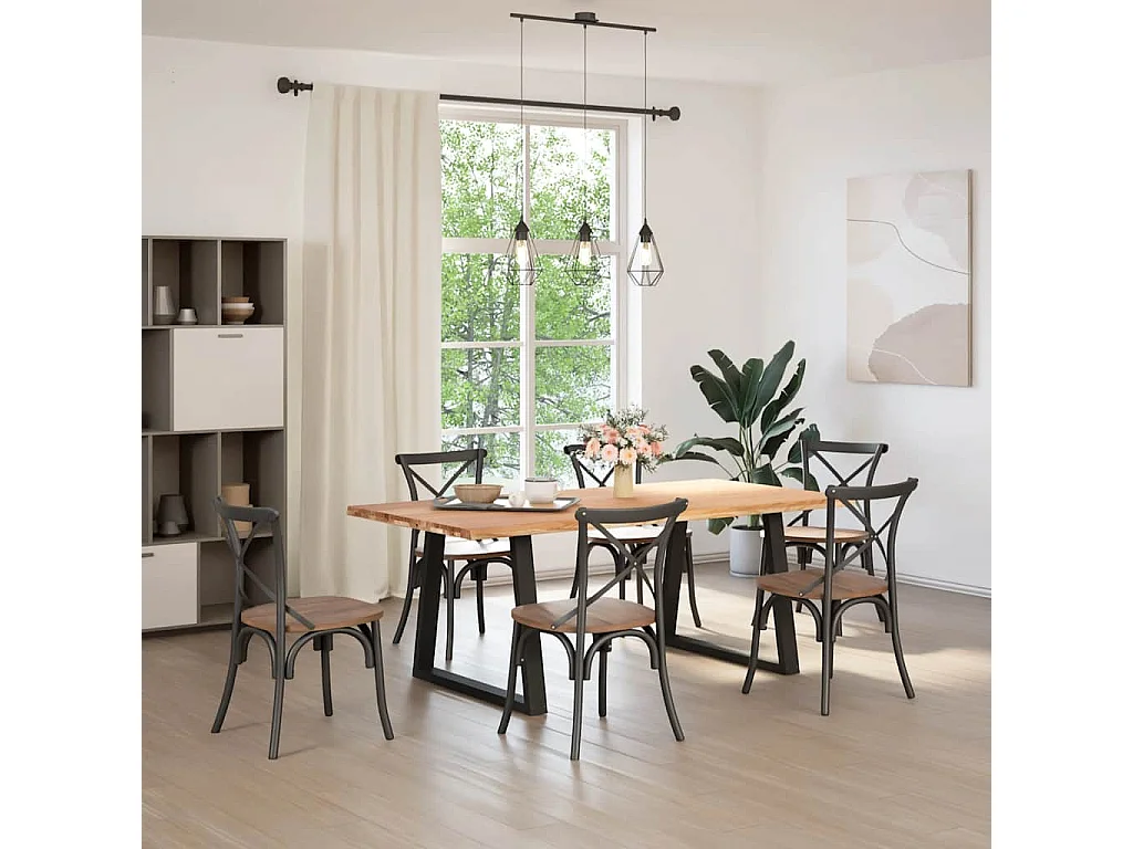 Tavolo da pranzo con bordo naturale 200x100x74cm in legno massello di rovere