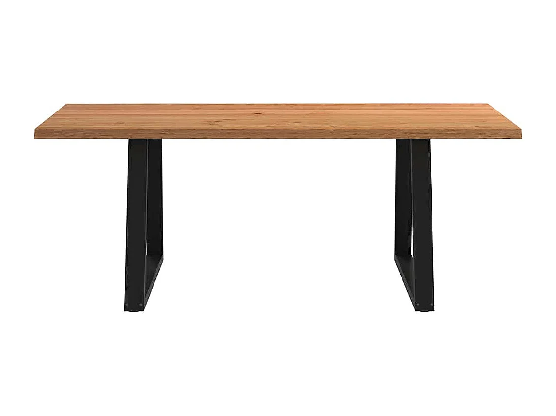 Tavolo da pranzo con bordo naturale 200x100x74cm in legno massello di rovere