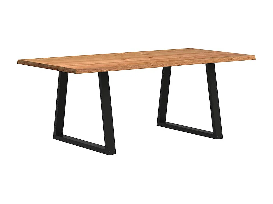 Tavolo da pranzo con bordo naturale 200x100x74cm in legno massello di rovere