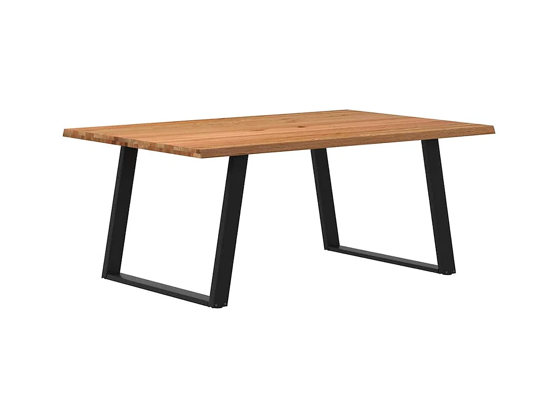 Table à manger marron clair bois de chêne massif