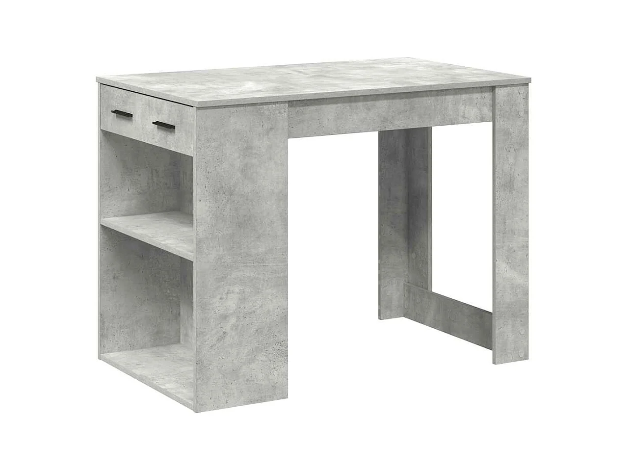Scrivania con cassetto e ripiano in legno ingegnerizzato grigio cemento