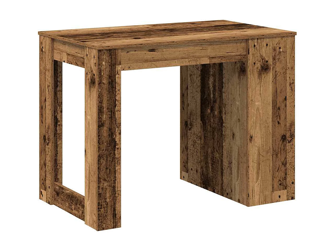 Bureau met lade en plank oud hout bewerkt hout