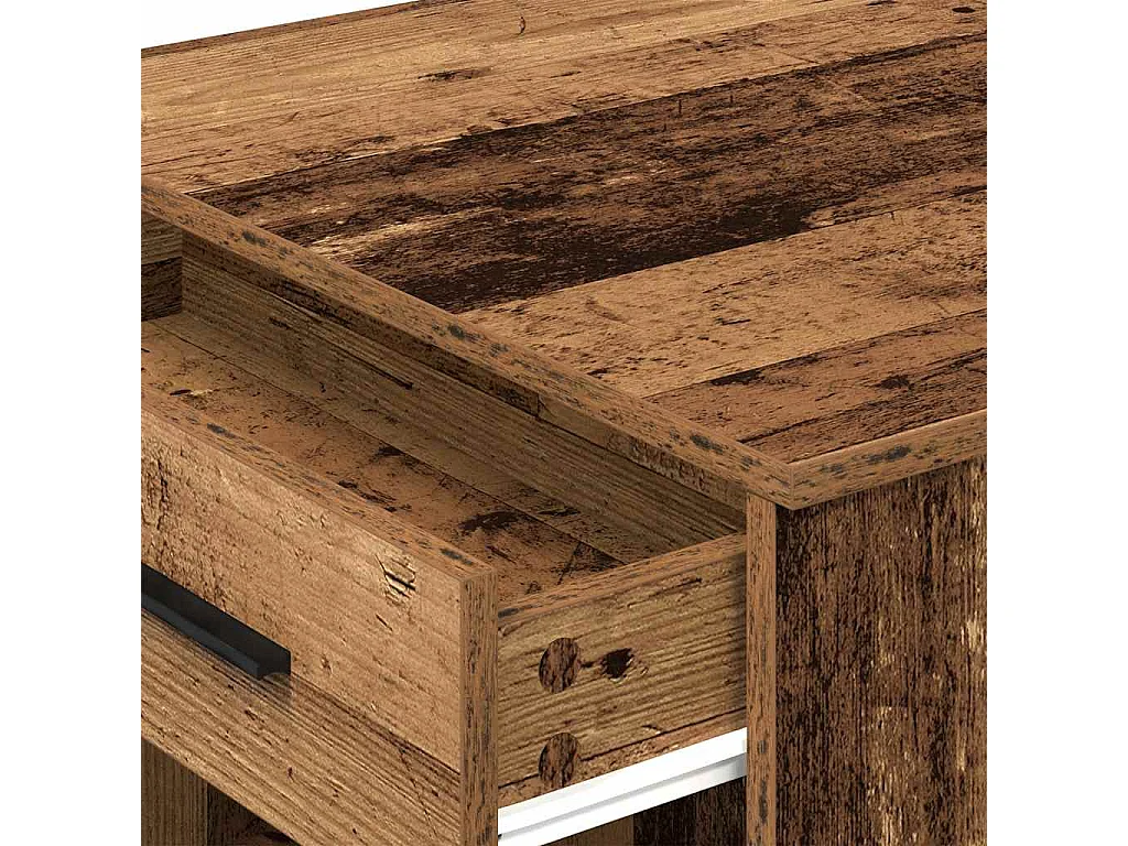 Bureau met lade en plank oud hout bewerkt hout