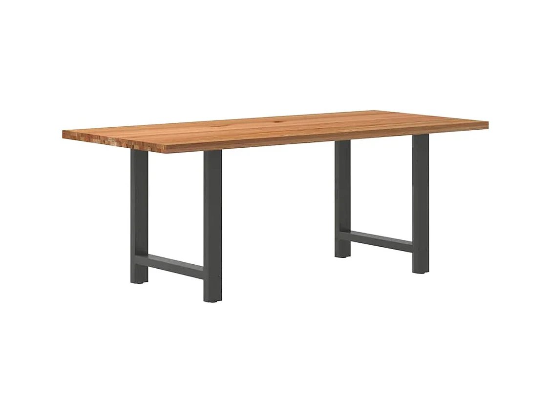 Table à manger marron clair bois de chêne massif rectangulaire