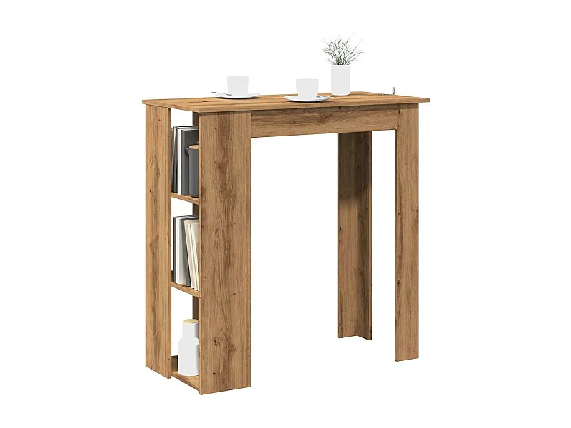 Table de bar avec étagère chêne artisanal bois d'ingénierie