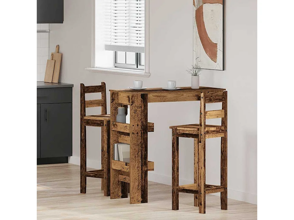 Table bar mural vieux bois 102x45x103,5 cm bois d'ingénierie