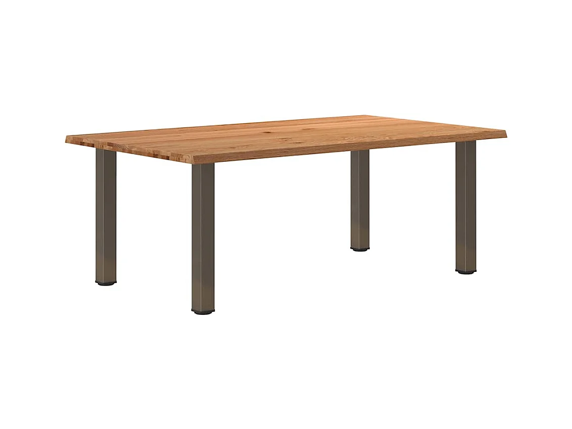 Table à manger marron clair bois de chêne massif rectangulaire