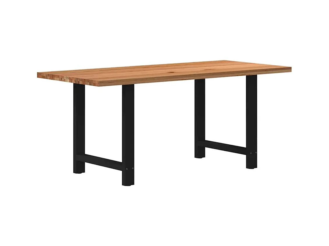 Table à manger marron clair bois de chêne massif rectangulaire