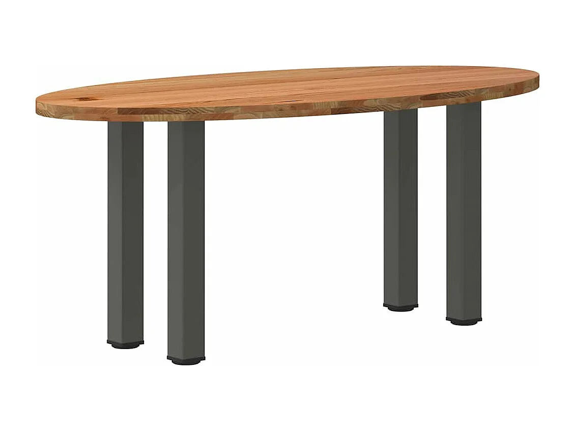 Table à manger marron clair bois de chêne massif ovale