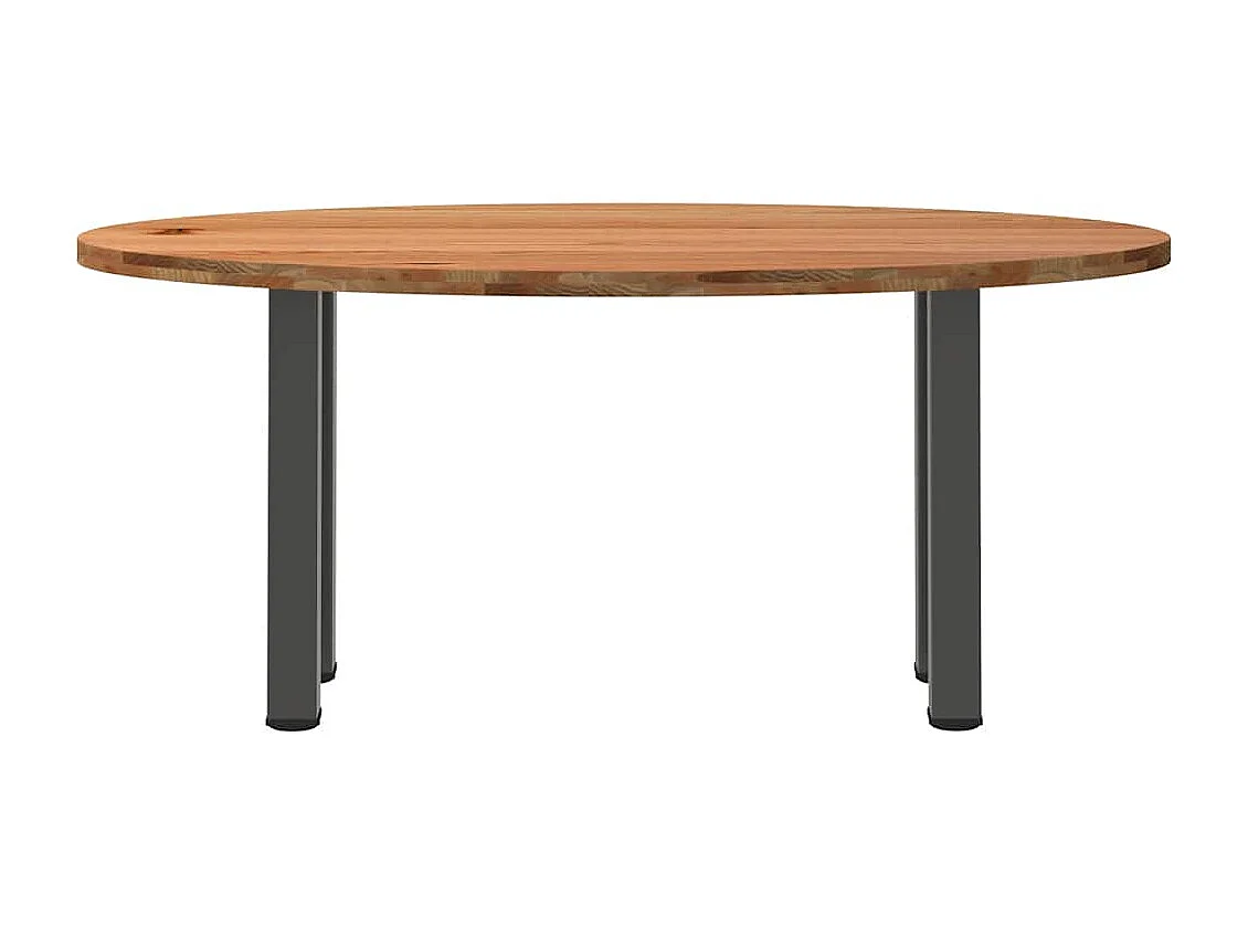 Table à manger marron clair bois de chêne massif ovale