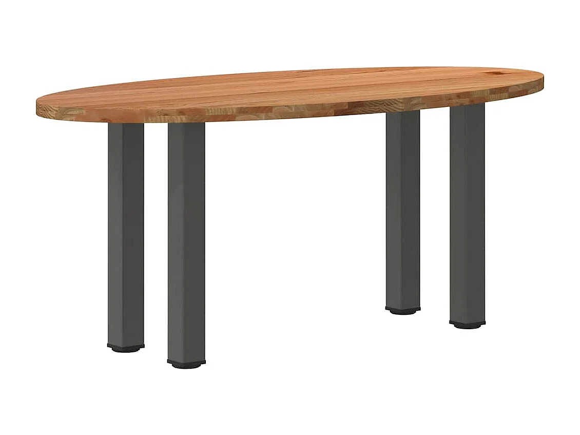 Table à manger marron clair bois de chêne massif ovale