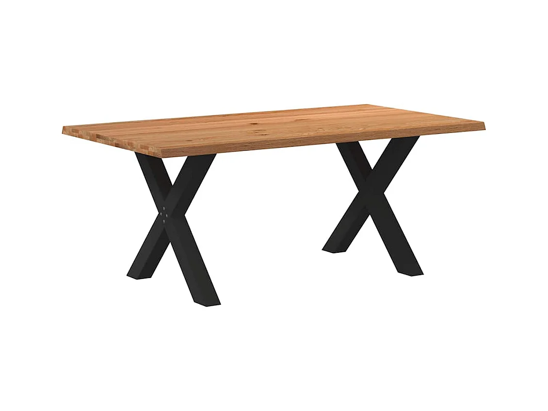 Table à manger marron clair bois de chêne massif rectangulaire