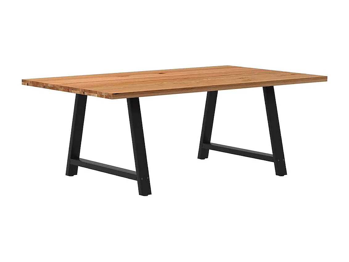 Table à manger marron clair bois de chêne massif rectangulaire