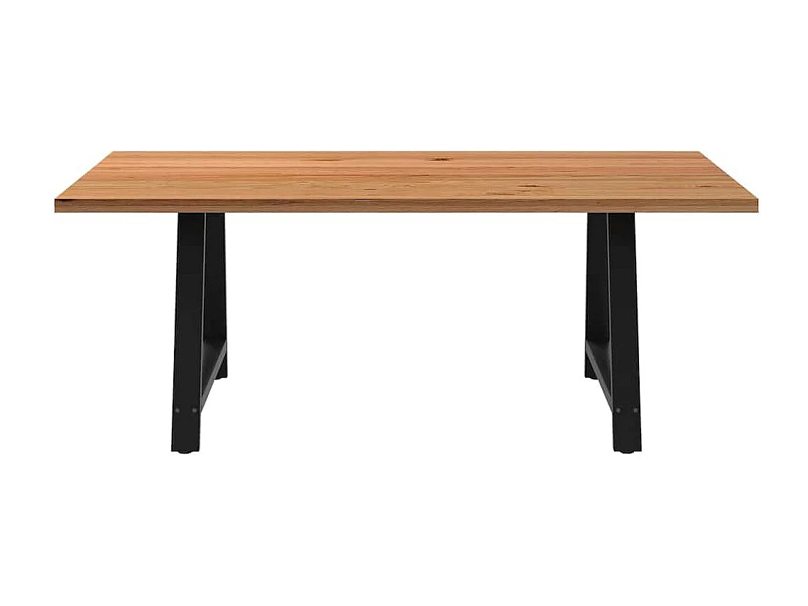 Table à manger marron clair bois de chêne massif rectangulaire