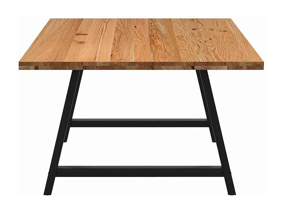 Table à manger marron clair bois de chêne massif rectangulaire