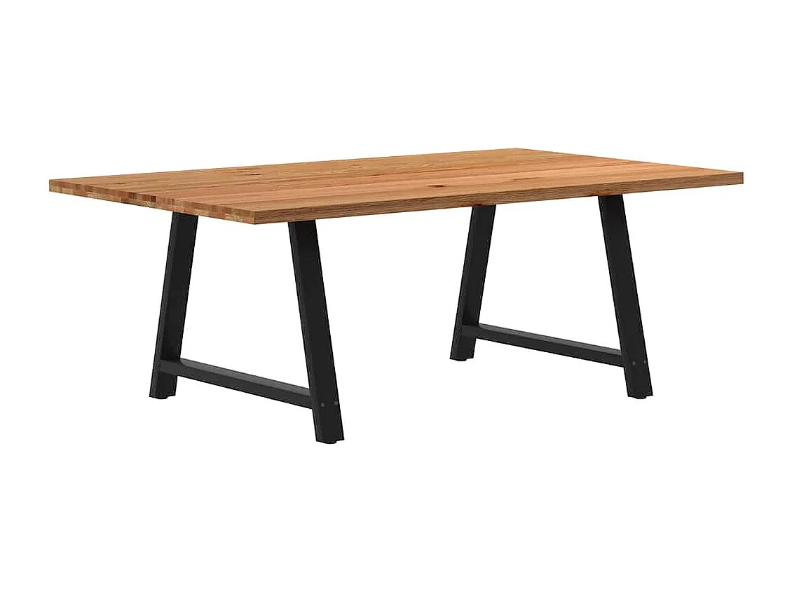 Table à manger marron clair bois de chêne massif rectangulaire