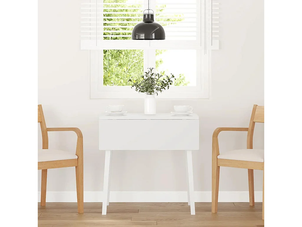 Table à manger blanc bois massif et caoutchouc